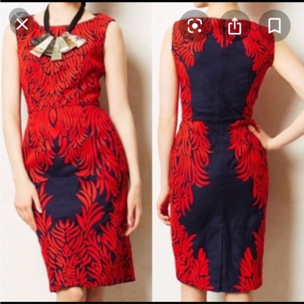 Pankaj & Nidhi for Anthropologie spice dress red and blue size 10p
